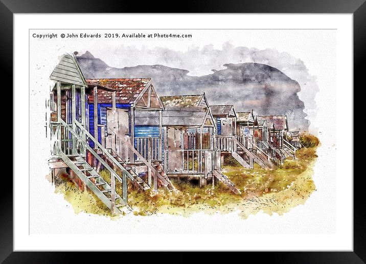 Hunstanton Beach Huts Framed Mounted Print by John Edwards