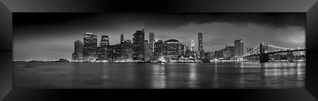 Manhattan Skyline at Dusk - BW Framed Print by Sharpimage NET
