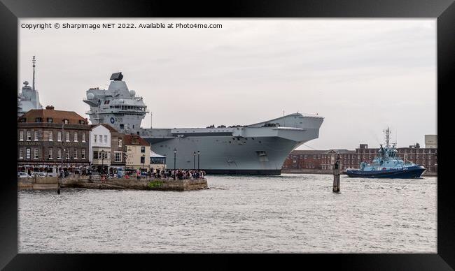 HMS Prince of Wales Entering Portsmouth Harbour Framed Print by Sharpimage NET