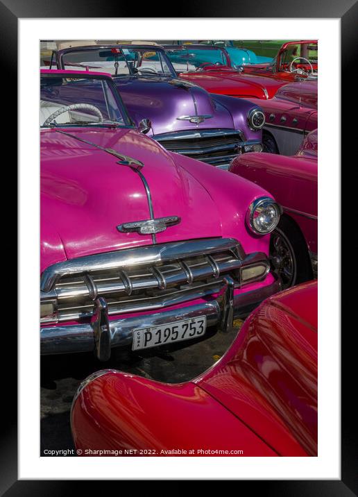 Classic Cars in Havana Framed Mounted Print by Sharpimage NET