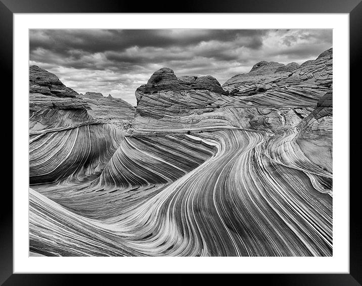 The Wave - Black & White Framed Mounted Print by Sharpimage NET