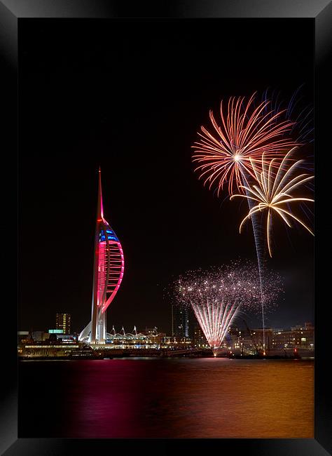 Spinnaker Tower Fireworks Framed Print by Sharpimage NET