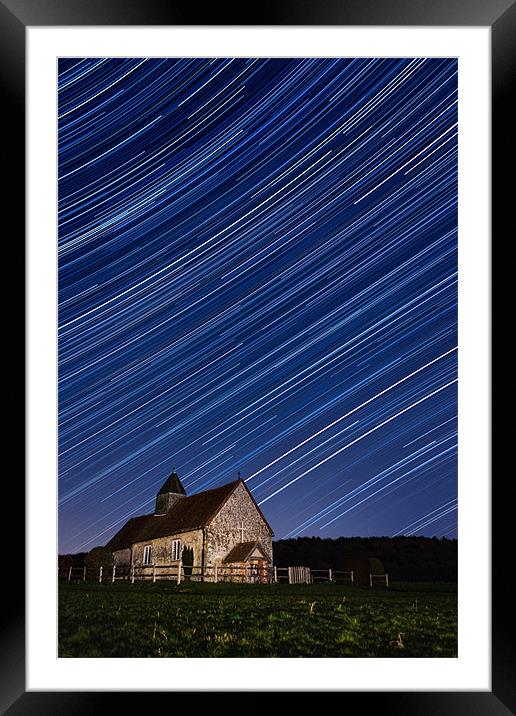 St Huberts Startrails Framed Mounted Print by Sharpimage NET