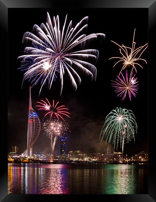 Spinnaker Tower Fireworks Framed Print by Sharpimage NET
