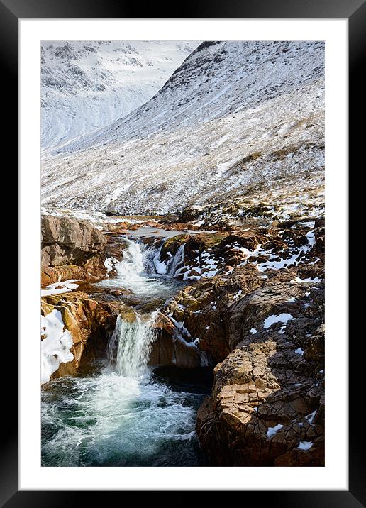 Etive River Cascades Framed Mounted Print by Sharpimage NET