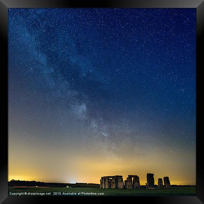 Milky Way over Stonehenge Framed Print by Sharpimage NET
