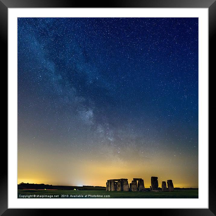 Milky Way over Stonehenge Framed Mounted Print by Sharpimage NET