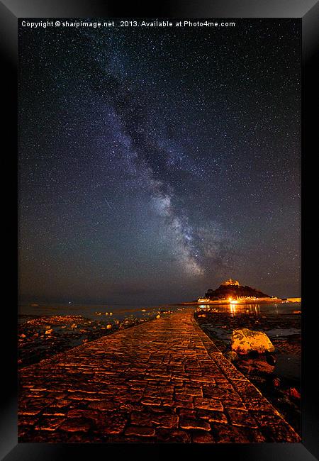 Milky Way above St Michaels Mount Framed Print by Sharpimage NET