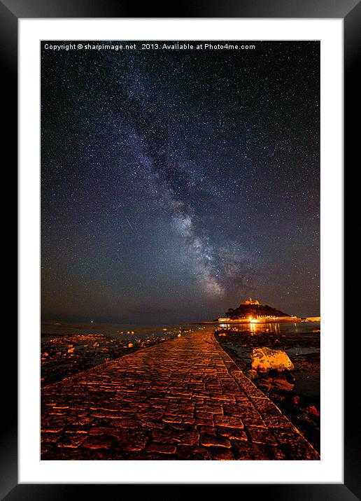 Milky Way above St Michaels Mount Framed Mounted Print by Sharpimage NET