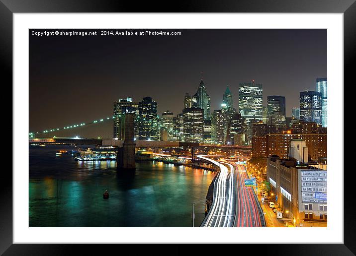 New York Traffic Trails Framed Mounted Print by Sharpimage NET