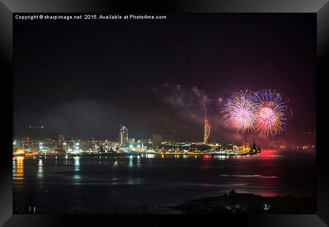  Portsmouth Fireworks Framed Print by Sharpimage NET