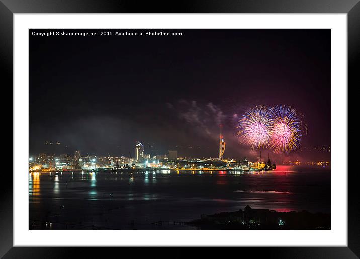  Portsmouth Fireworks Framed Mounted Print by Sharpimage NET