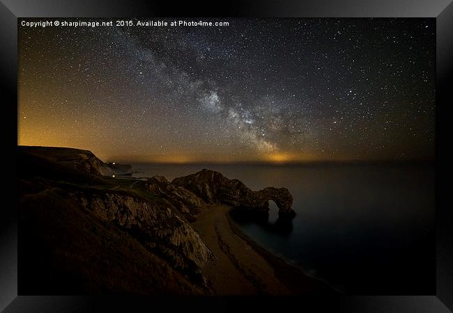 Milky Way over Durdle Door Framed Print by Sharpimage NET