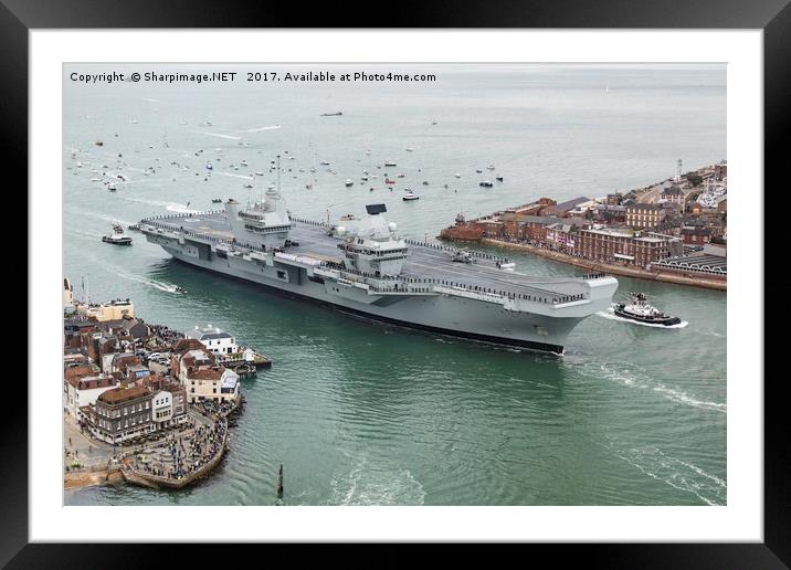 HMS Queen Elizabeth arrives home Framed Mounted Print by Sharpimage NET