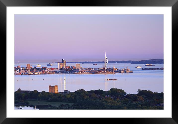 Portsmouth Harbour at Dusk Framed Mounted Print by Sharpimage NET