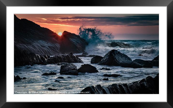 Sunset on Childspit beach Framed Mounted Print by Steve Walsh