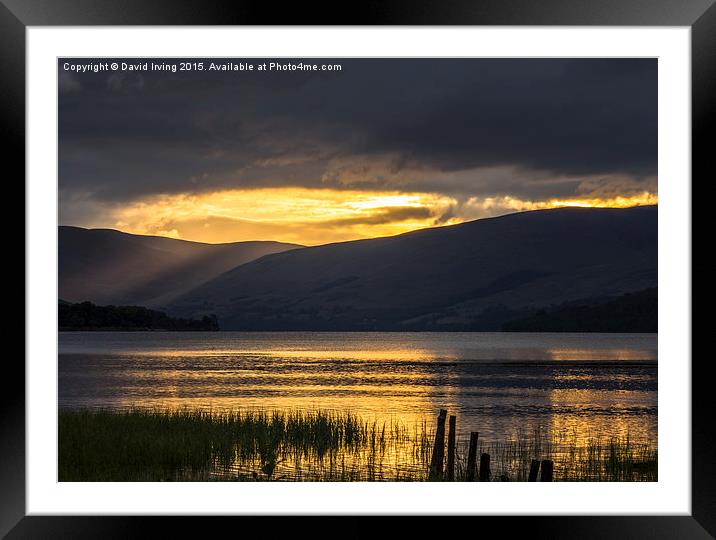  Crepuscular rays over Loch Tay Framed Mounted Print by David Irving