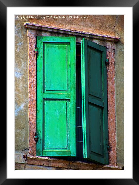 Green shutters  Framed Mounted Print by David Irving
