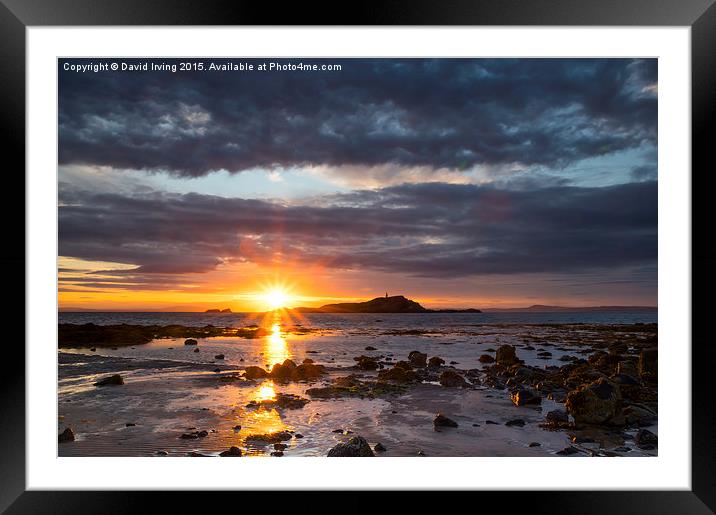 Sunset over Fidra Framed Mounted Print by David Irving