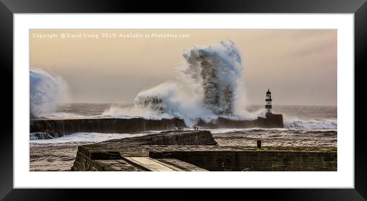 Storm at Seaham Framed Mounted Print by David Irving