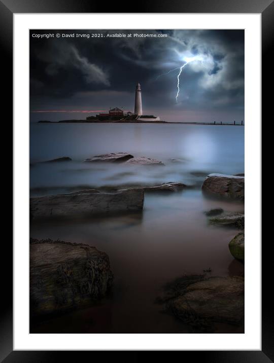 Thunderstorm at St Marys Island Framed Mounted Print by David Irving