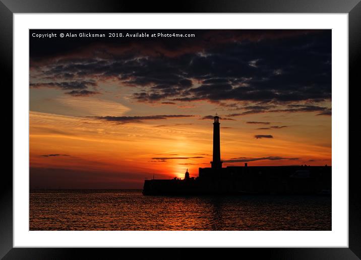 A silhouette in the night sky Framed Mounted Print by Alan Glicksman