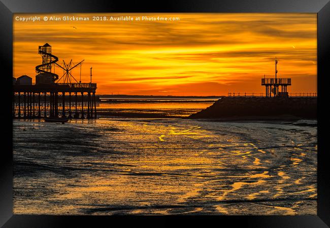 A silhouette of Herne bay pier. Framed Print by Alan Glicksman