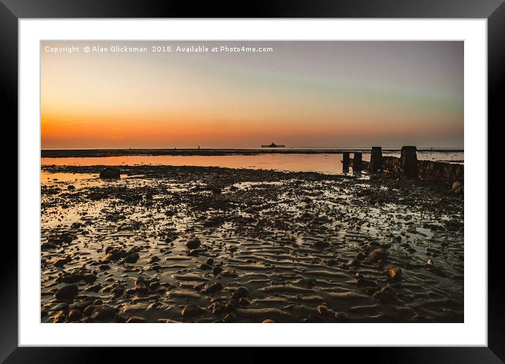 Herne bay beach at low tide. Framed Mounted Print by Alan Glicksman
