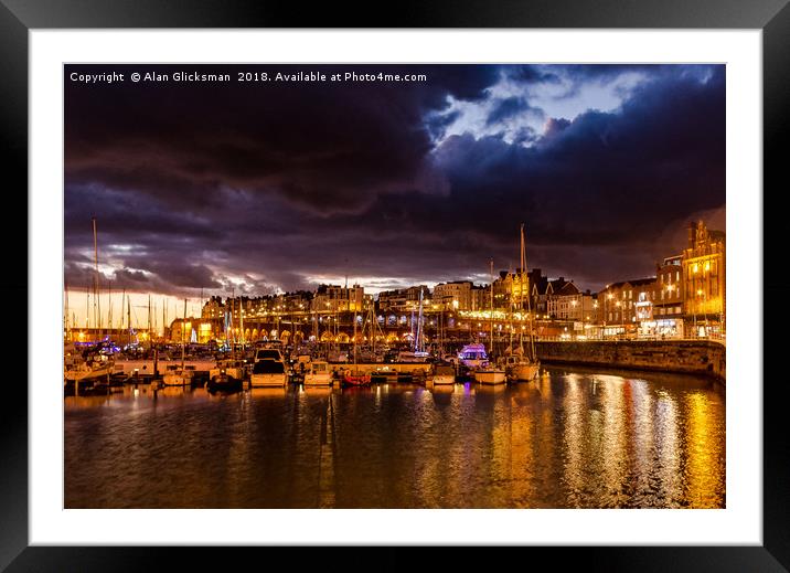 Ramsgate harbour at night Framed Mounted Print by Alan Glicksman