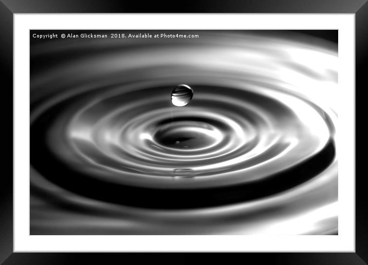 A water droplet Framed Mounted Print by Alan Glicksman