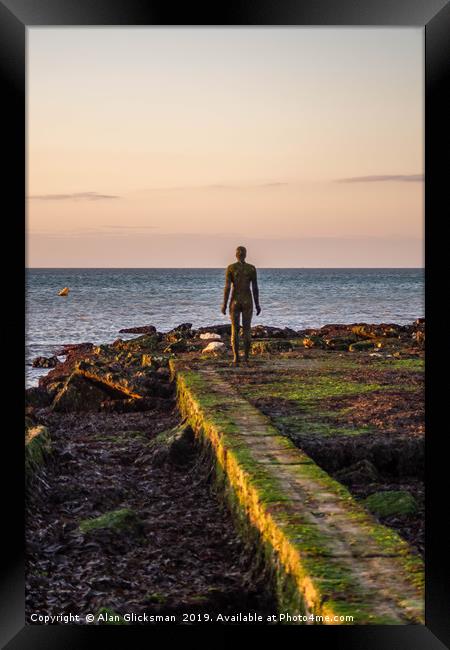  Antony Gormley statue All alone Framed Print by Alan Glicksman