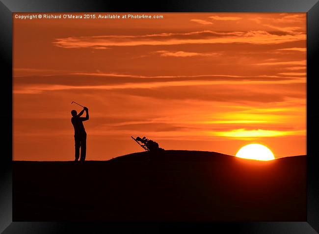  Golfer at sunset Framed Print by Richard O'Meara