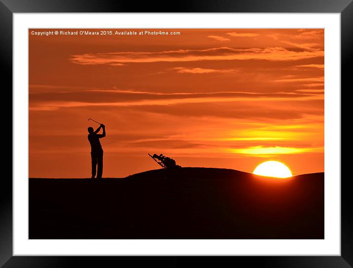 Golfer at sunset Framed Mounted Print by Richard O'Meara