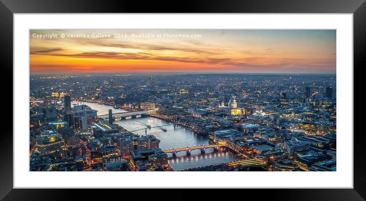 London sunset Framed Mounted Print by Veronika Gallova