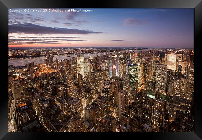  New York Skyline at Dusk Framed Print by Chris Heal