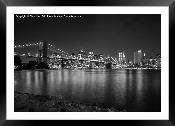  Brooklyn Bridge by Night Framed Mounted Print by Chris Heal