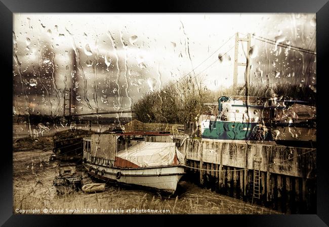 Rainy Day At The Bridge Framed Print by David Smith