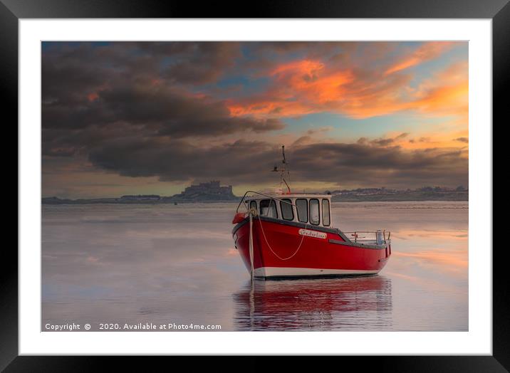 Boat In Holy Island Harbour Framed Mounted Print by David Smith