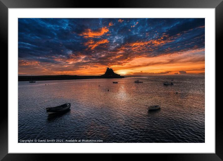 Holy Island and Lindisfarne Castle  Framed Mounted Print by David Smith