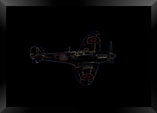 Neon Spitfire Framed Print by Stephen Ward