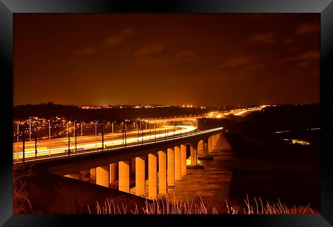  Medway Bridge at night Framed Print by pristine_ images