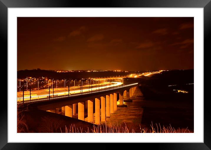  Medway Bridge at night Framed Mounted Print by pristine_ images