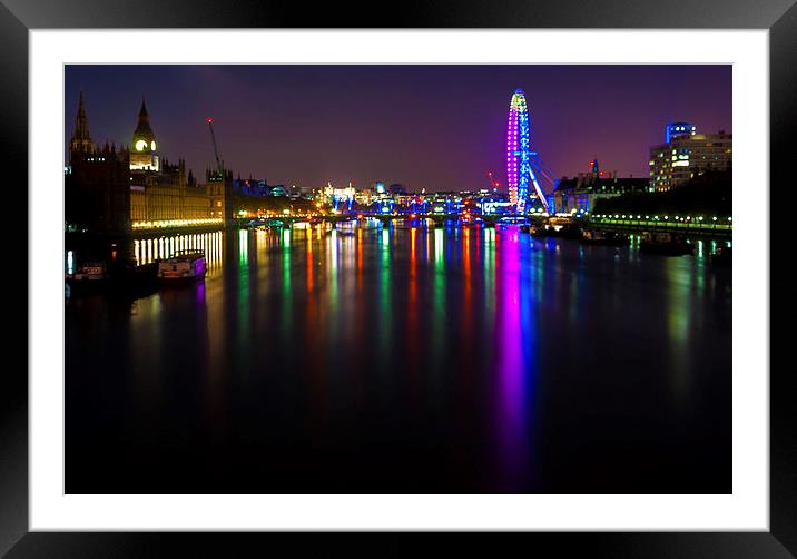  London Eye At Night Framed Mounted Print by Ayo Faleye