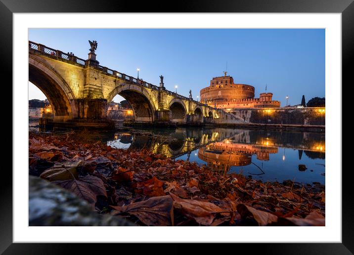 Rome, Ponte Sant'Angelo and Castel Sant'Angelo Framed Mounted Print by Luigi Scuderi