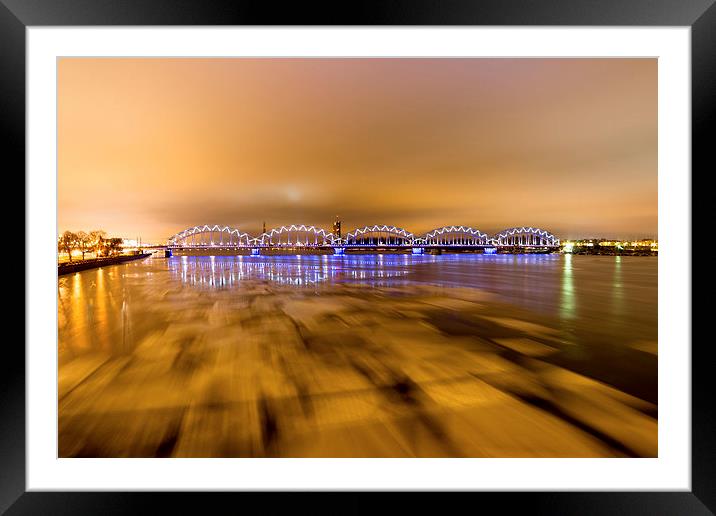  The river Daugava in Riga, with the railway bridg Framed Mounted Print by Artem Liss