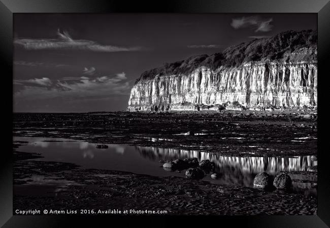Golden Hour by the Sea in Black and White Framed Print by Artem Liss