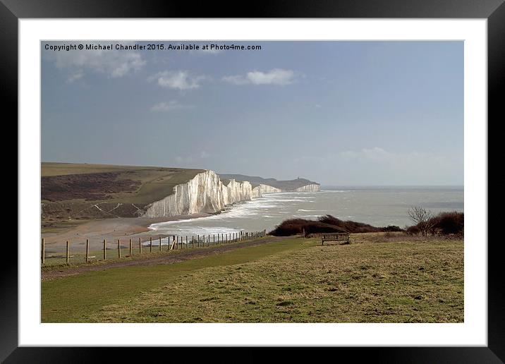 The Seven Sisters chalk cliffs in East Sussex Framed Mounted Print by Michael Chandler