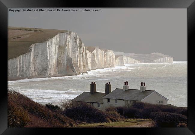  The Coastguard Cottages at Cuckmere Haven, E Suss Framed Print by Michael Chandler