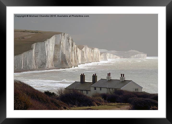  The Coastguard Cottages at Cuckmere Haven, E Suss Framed Mounted Print by Michael Chandler