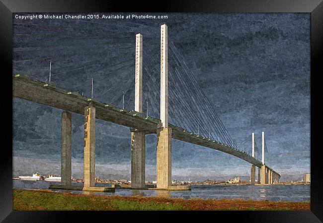  QE2 Dartford Bridge oil painting Framed Print by Michael Chandler